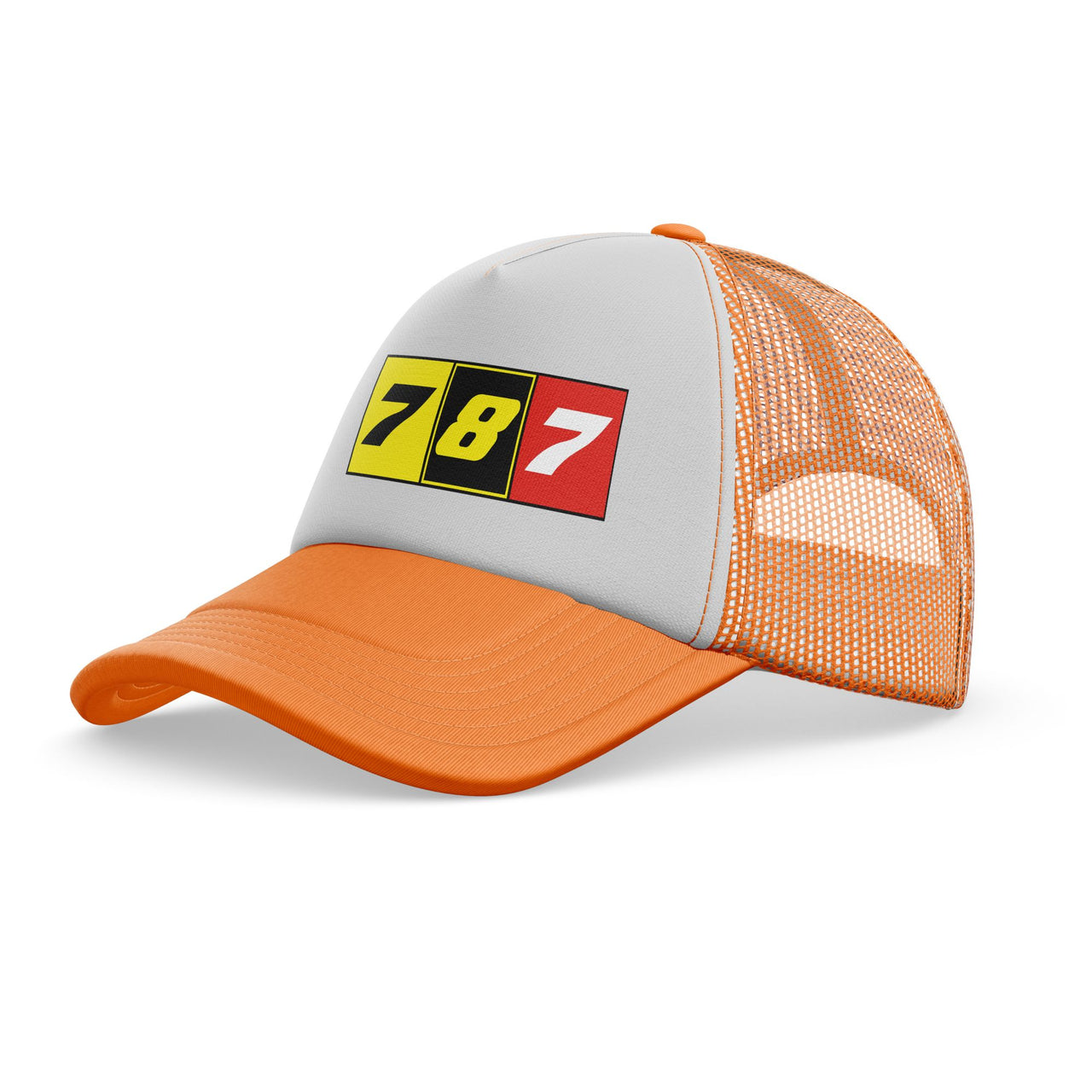 Flat Colourful 787 Designed Trucker Caps & Hats