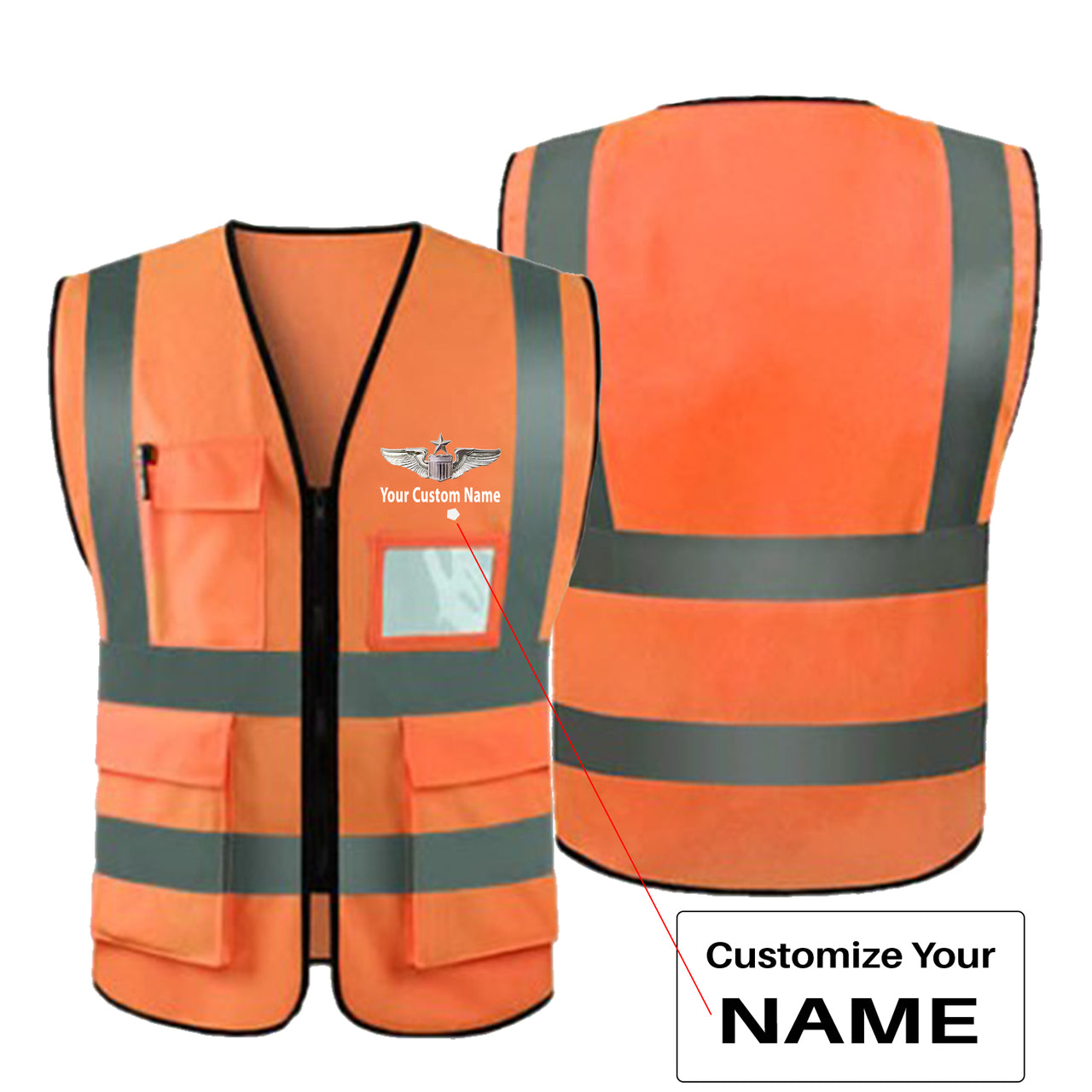 Custom Name (US Air Force & Star) Designed Reflective Vests