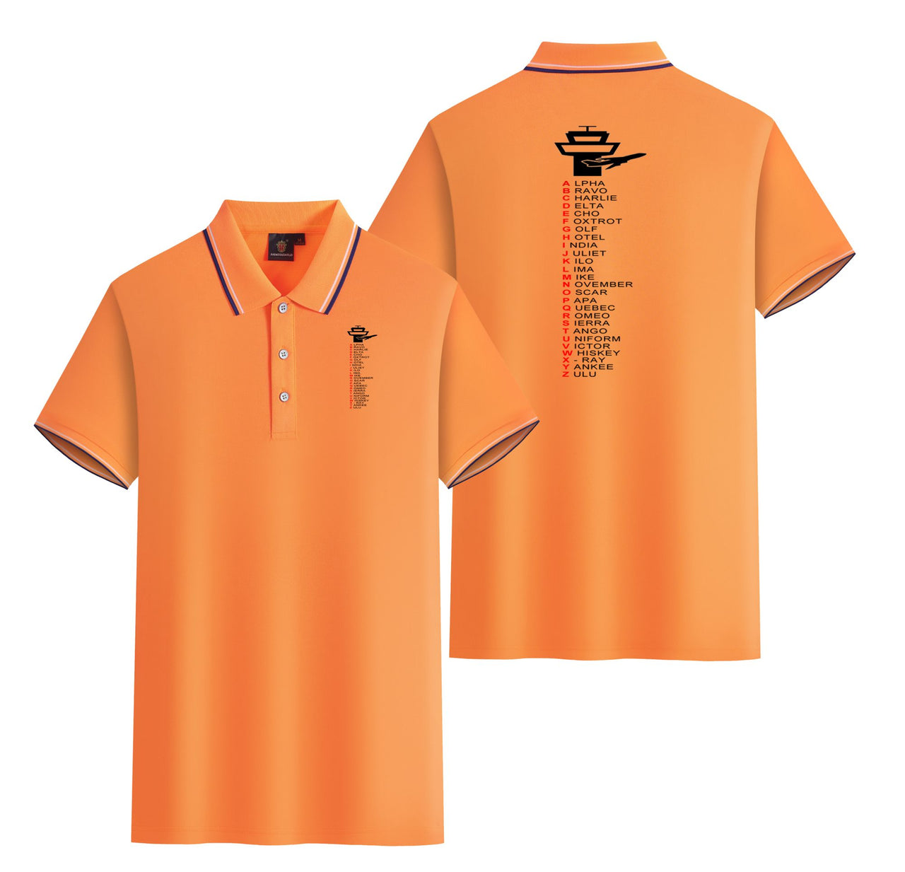 Aviation Alphabet Designed Stylish Polo T-Shirts (Double-Side)