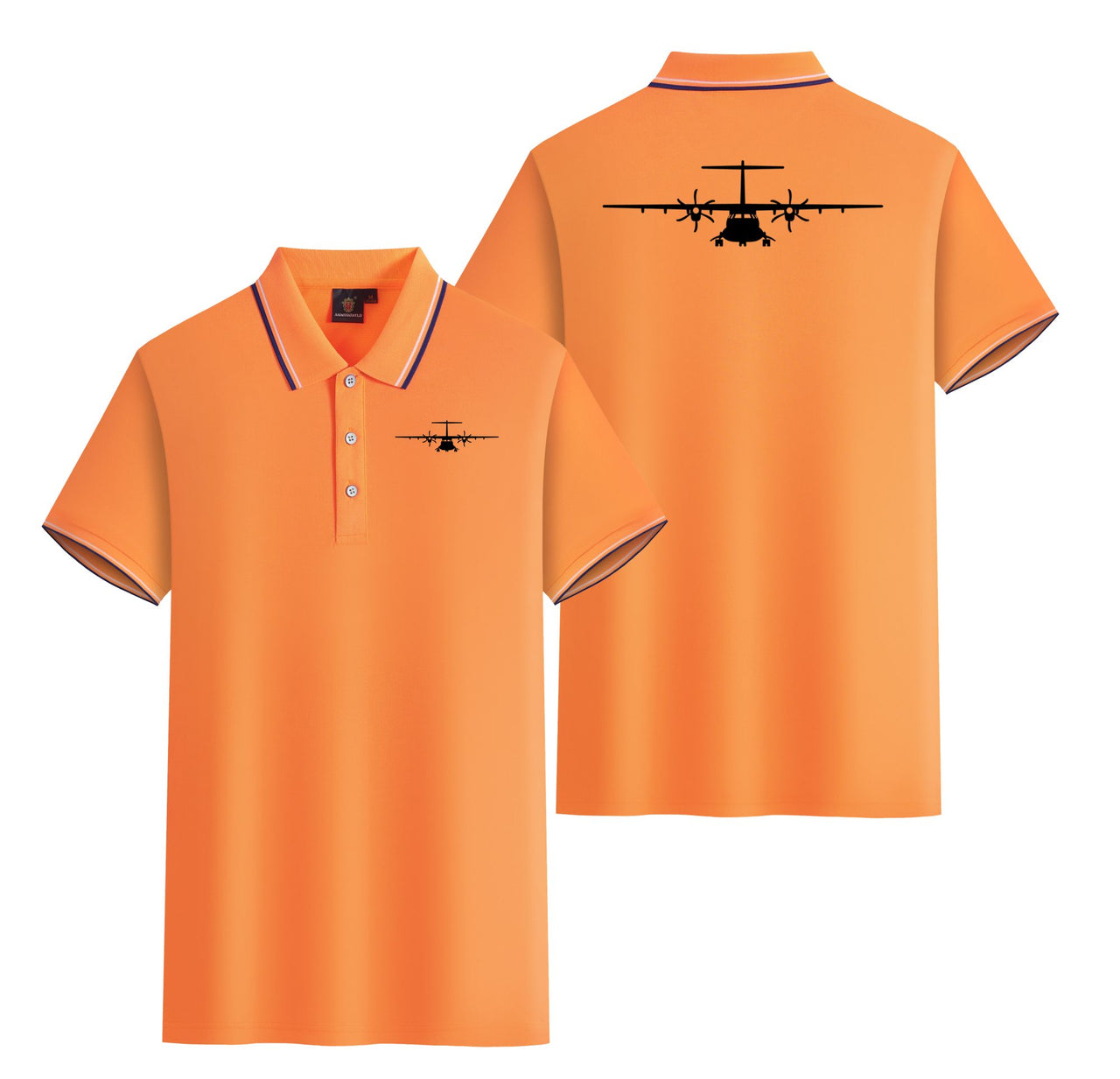 ATR-72 Silhouette Designed Stylish Polo T-Shirts (Double-Side)
