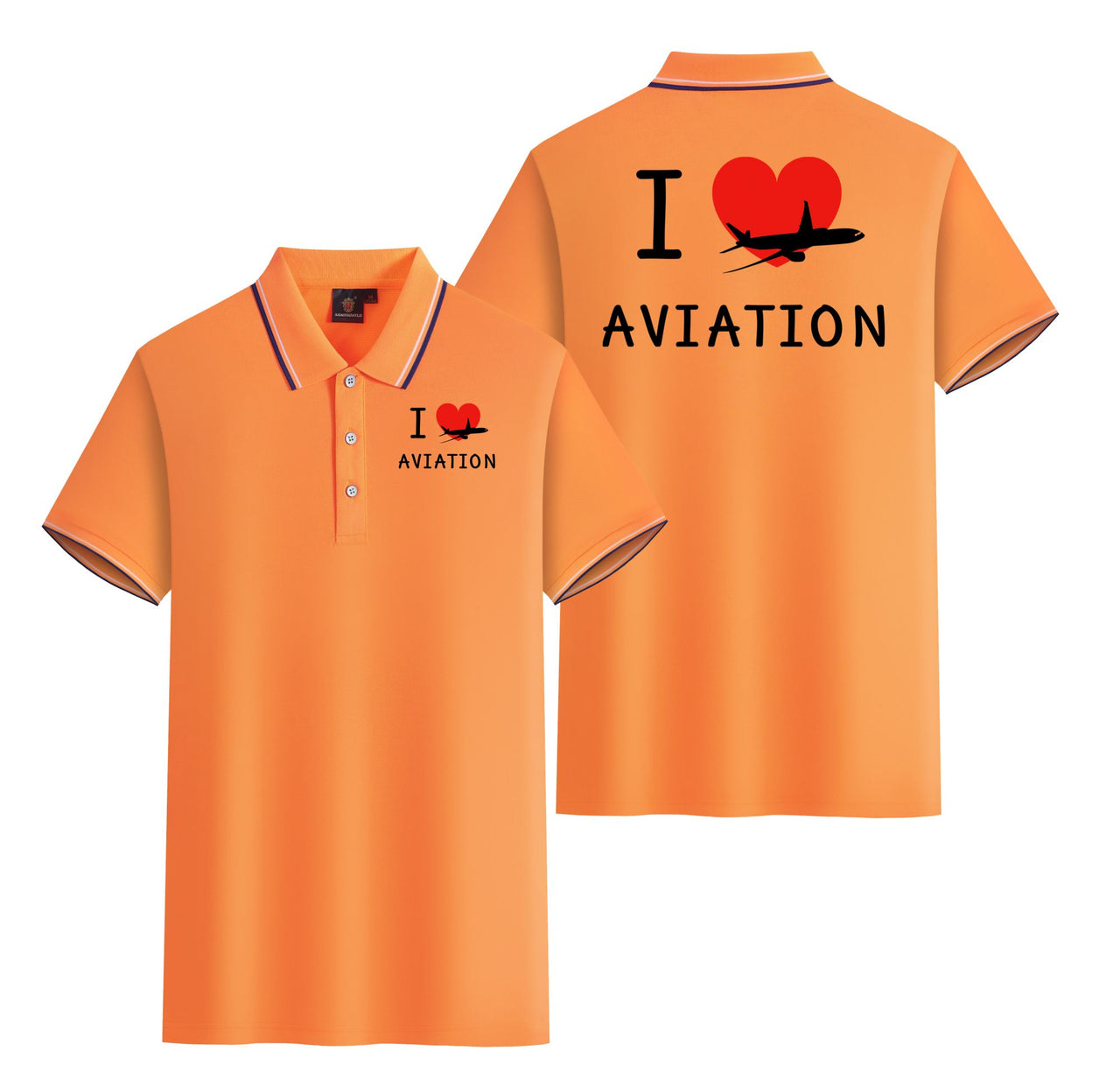 I Love Aviation Designed Stylish Polo T-Shirts (Double-Side)
