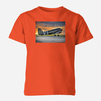 Thumbnail for Old Airplane Parked During Sunset Designed Children T-Shirts