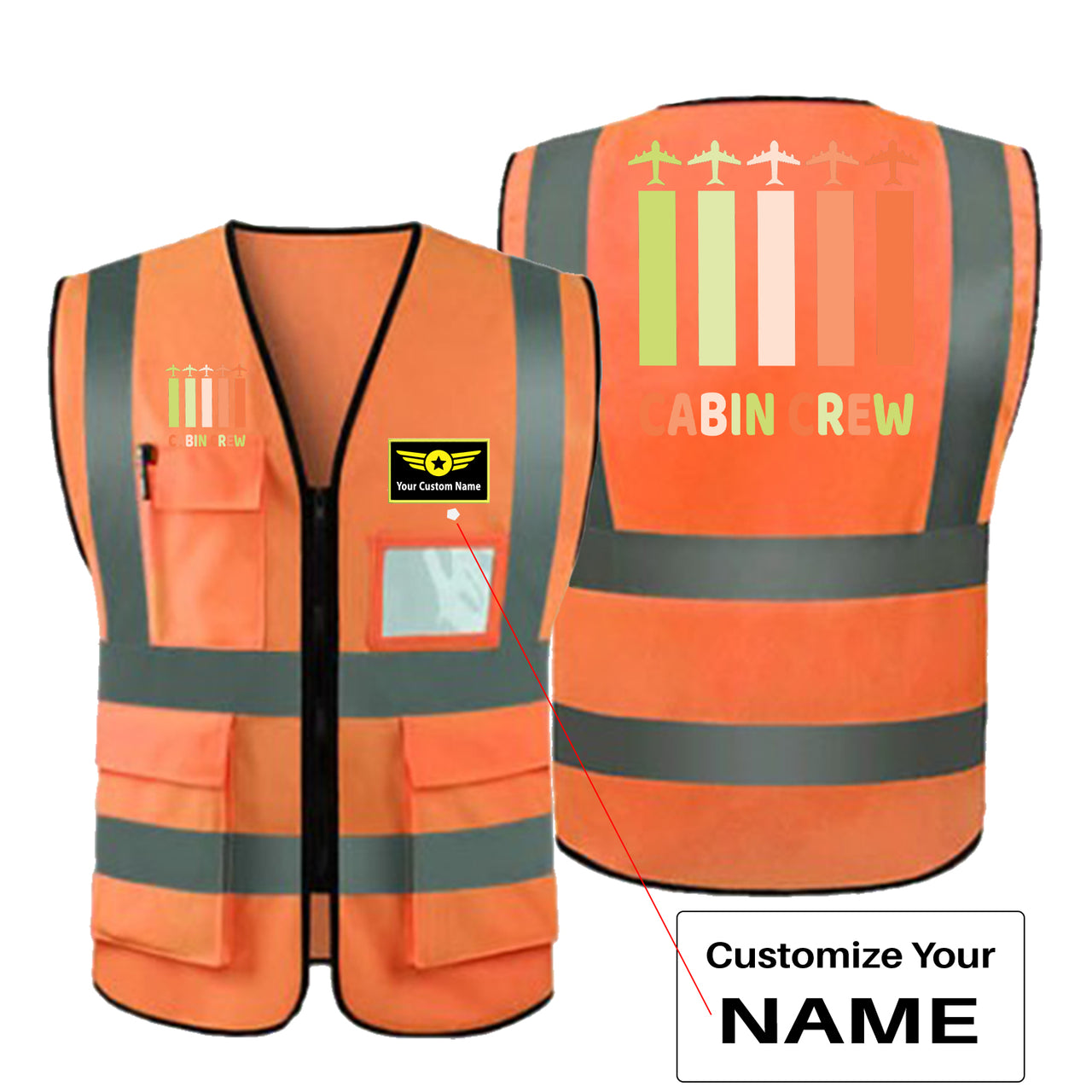 Colourful Cabin Crew Designed Reflective Vests