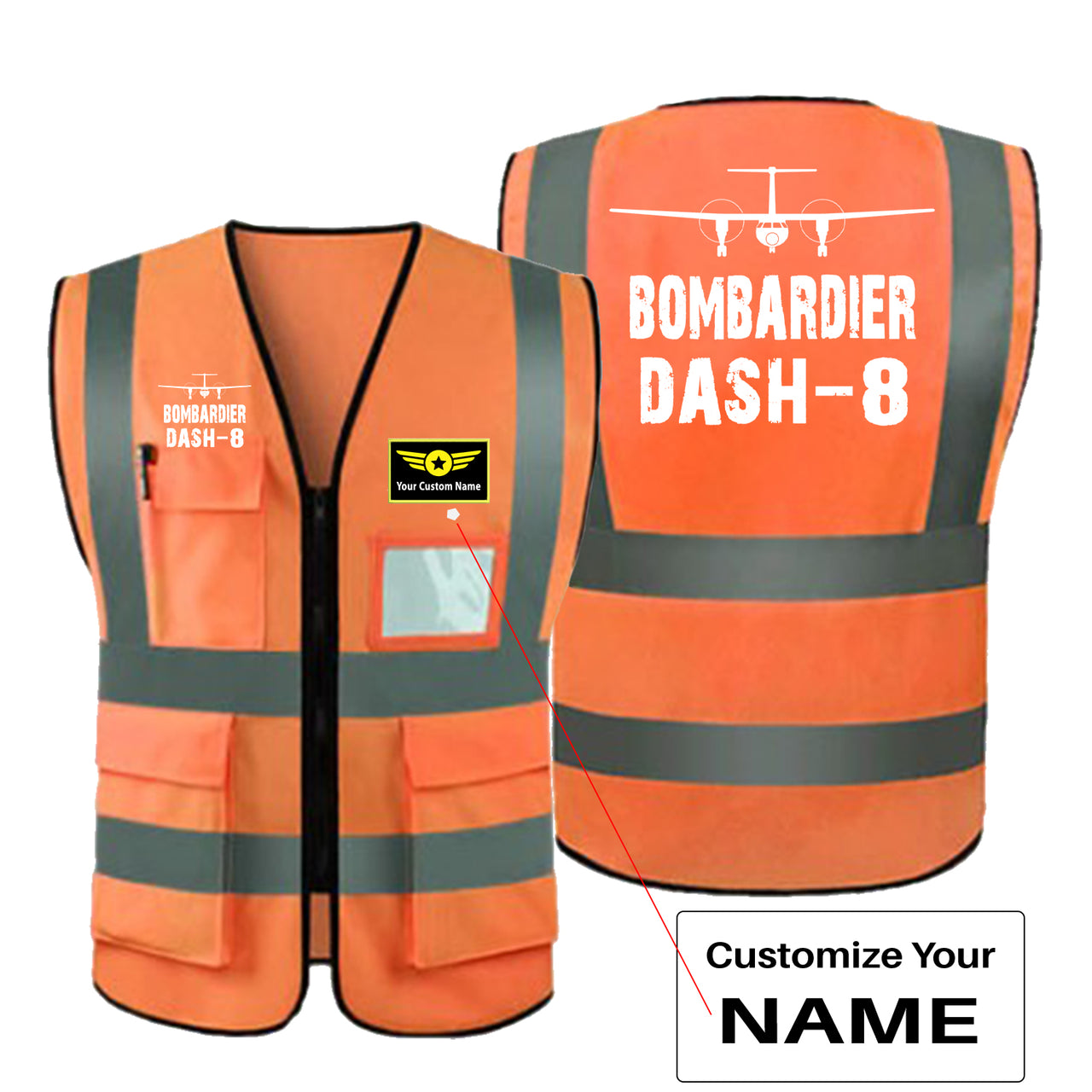 Bombardier Dash-8 & Plane Designed Reflective Vests