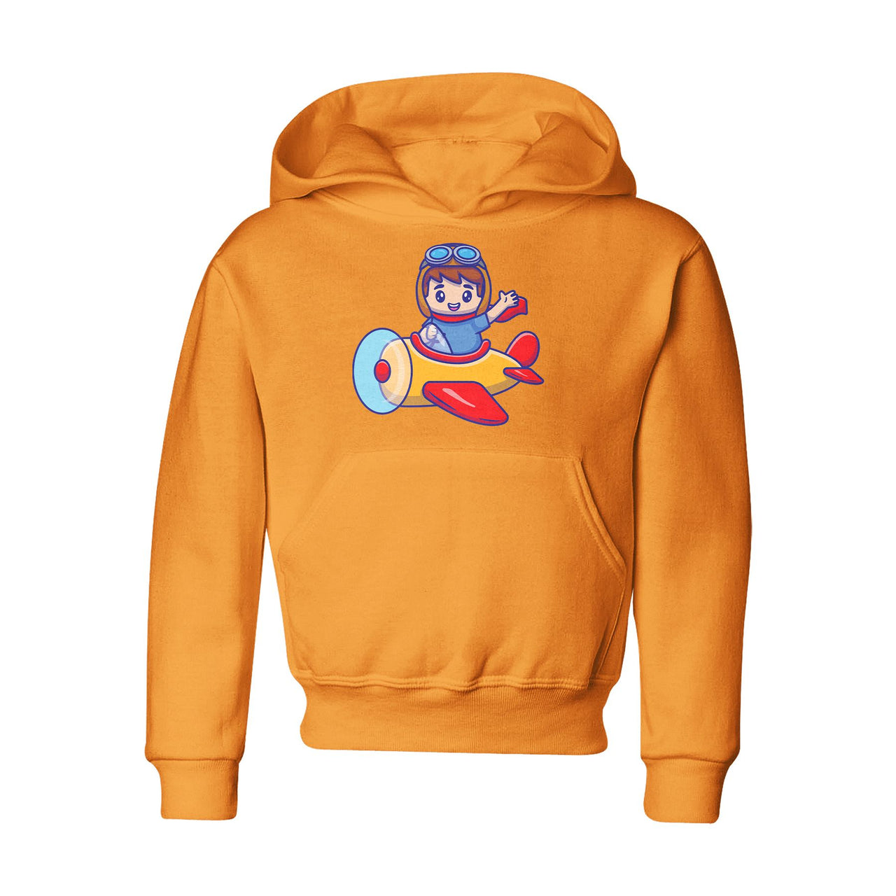 Cute Boy Driving Plane Cartoon Designed "CHILDREN" Hoodies