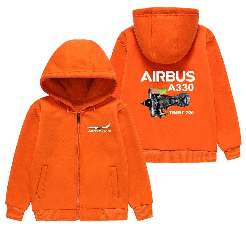 Airbus A330 & Trent 700 Engine Designed "CHILDREN" Zipped Hoodies