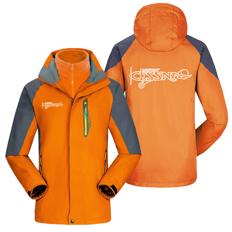 Special Cessna Text Designed Thick Skiing Jackets
