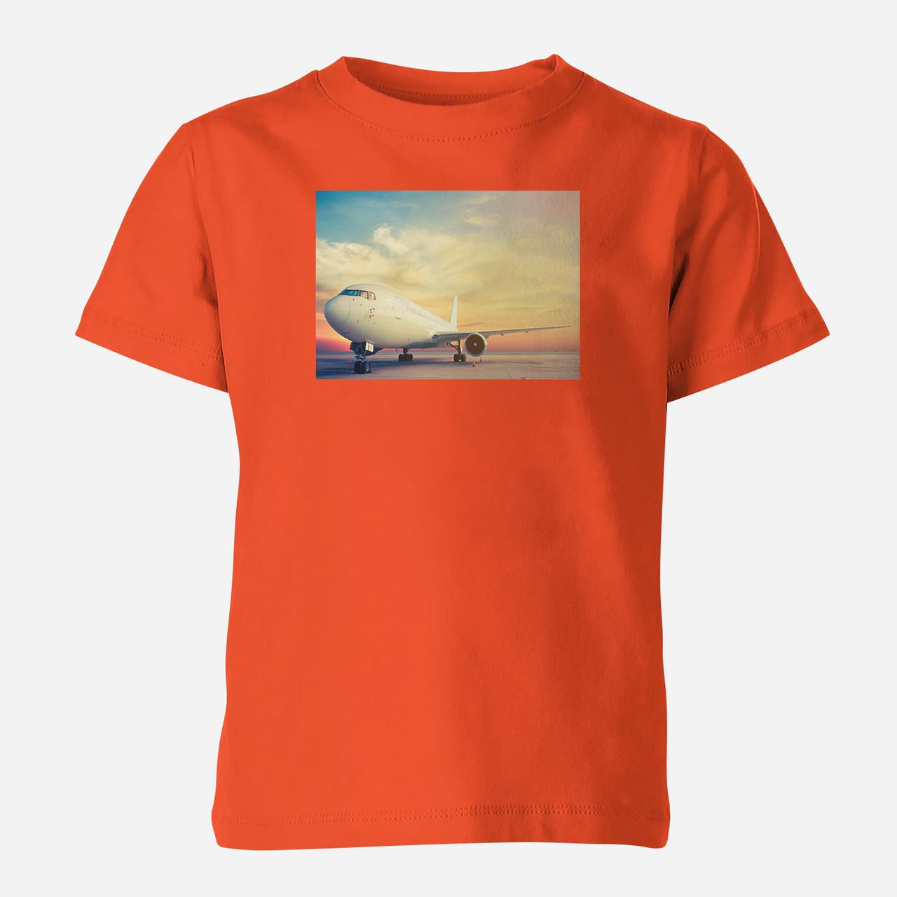 Parked Aircraft During Sunset Designed Children T-Shirts