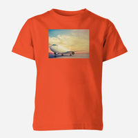 Thumbnail for Parked Aircraft During Sunset Designed Children T-Shirts