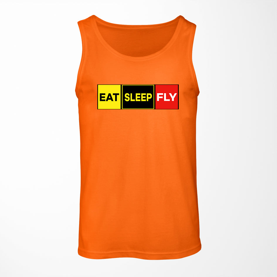 Eat Sleep Fly (Colourful) Designed Tank Tops
