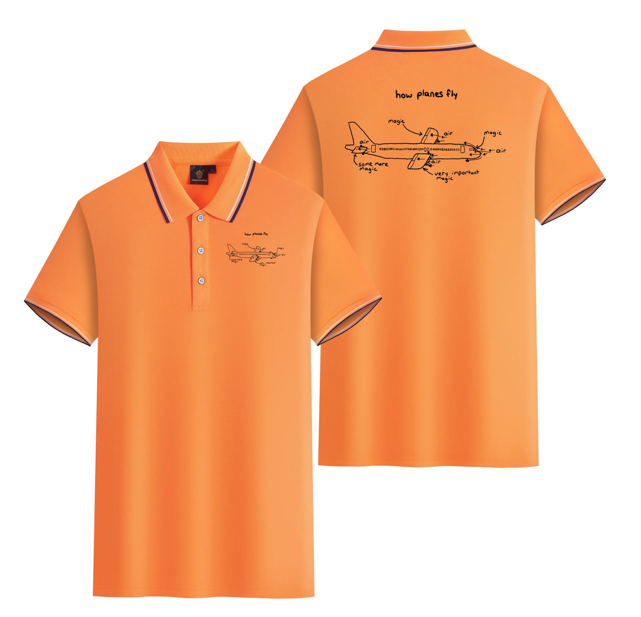 How Planes Fly Designed Stylish Polo T-Shirts (Double-Side)