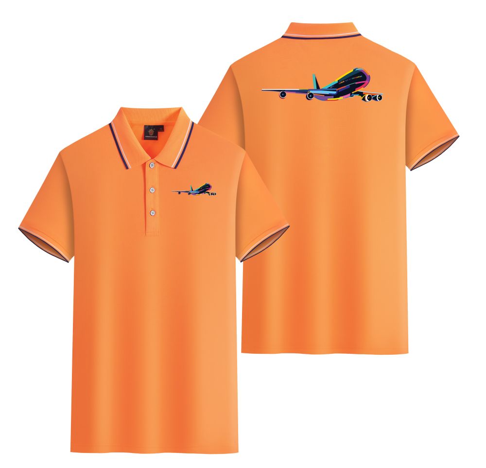 Multicolor Airplane Designed Stylish Polo T-Shirts (Double-Side)