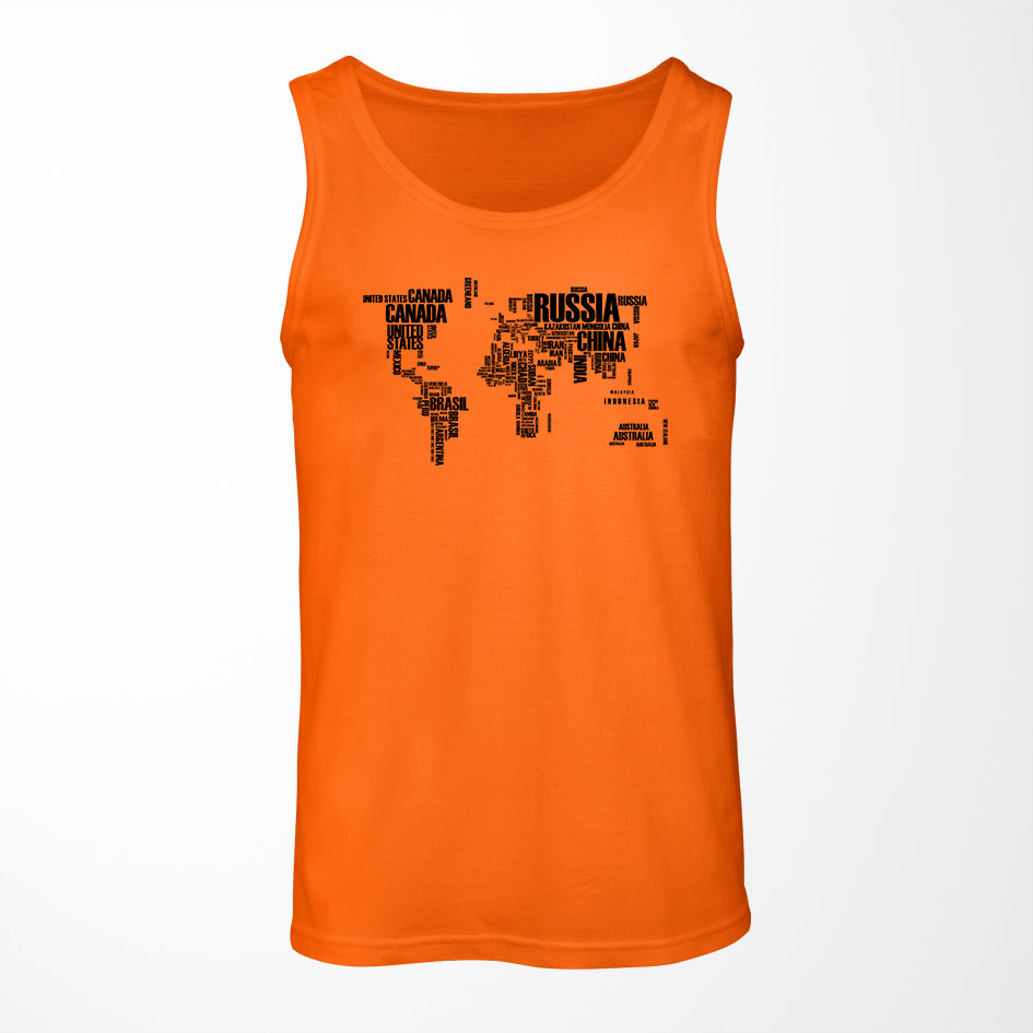 World Map (Text) Designed Tank Tops