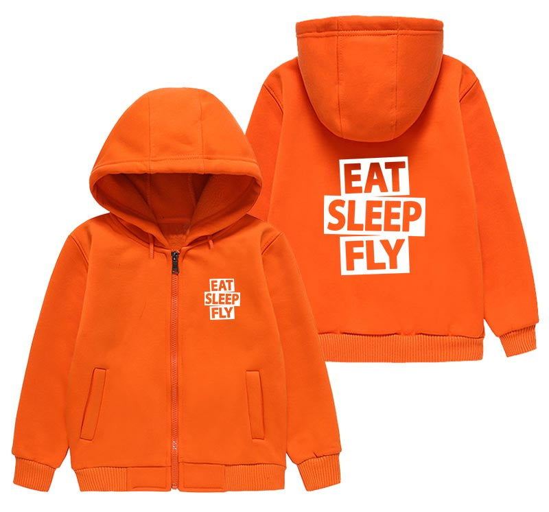 Eat Sleep Fly Designed "CHILDREN" Zipped Hoodies