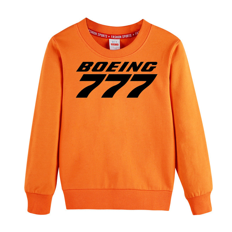 Boeing 777 & Text Designed "CHILDREN" Sweatshirts