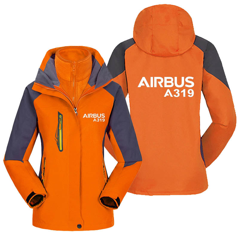 Airbus A319 & Text Designed Thick "WOMEN" Skiing Jackets