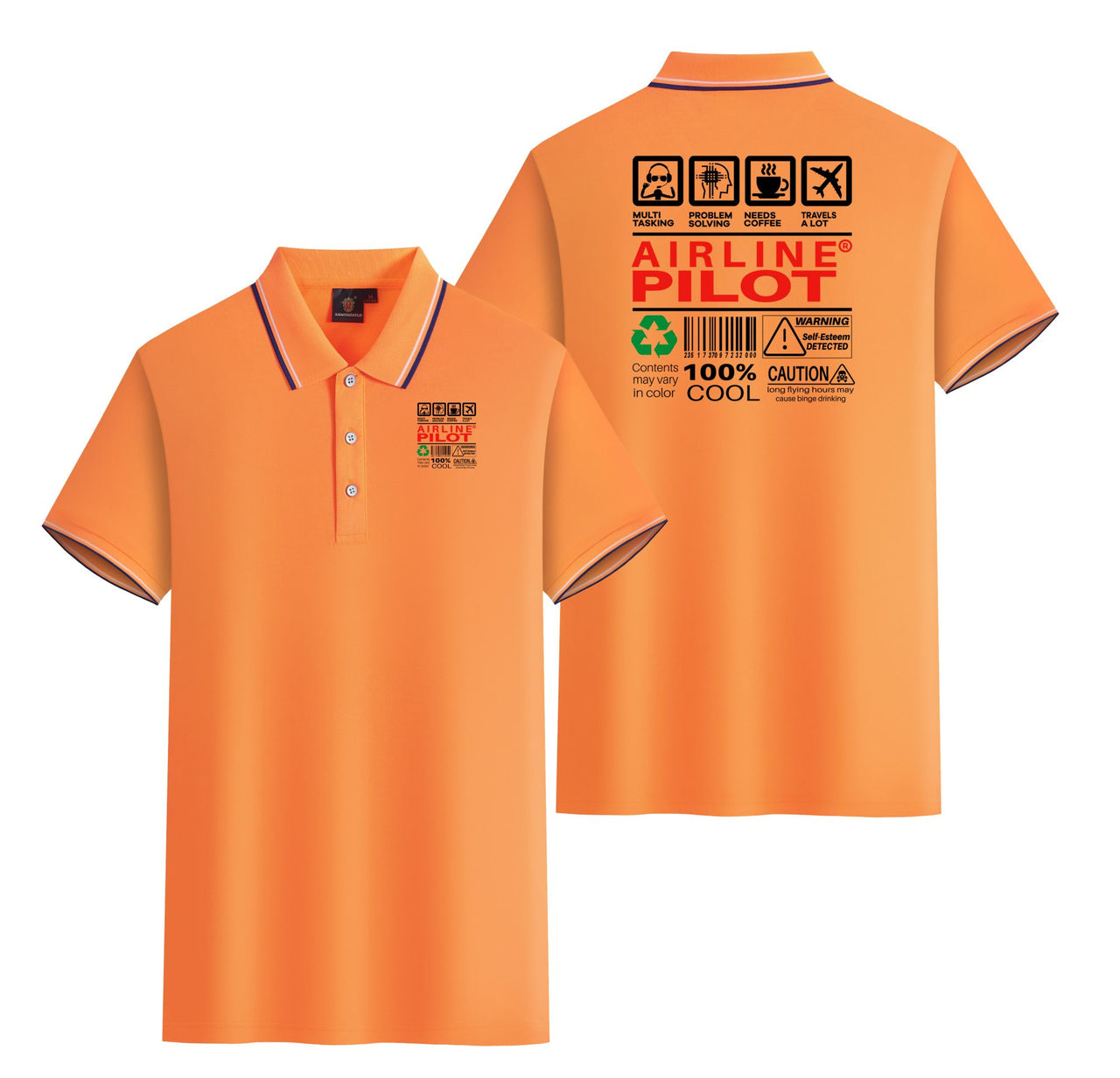 Airline Pilot Label Designed Stylish Polo T-Shirts (Double-Side)