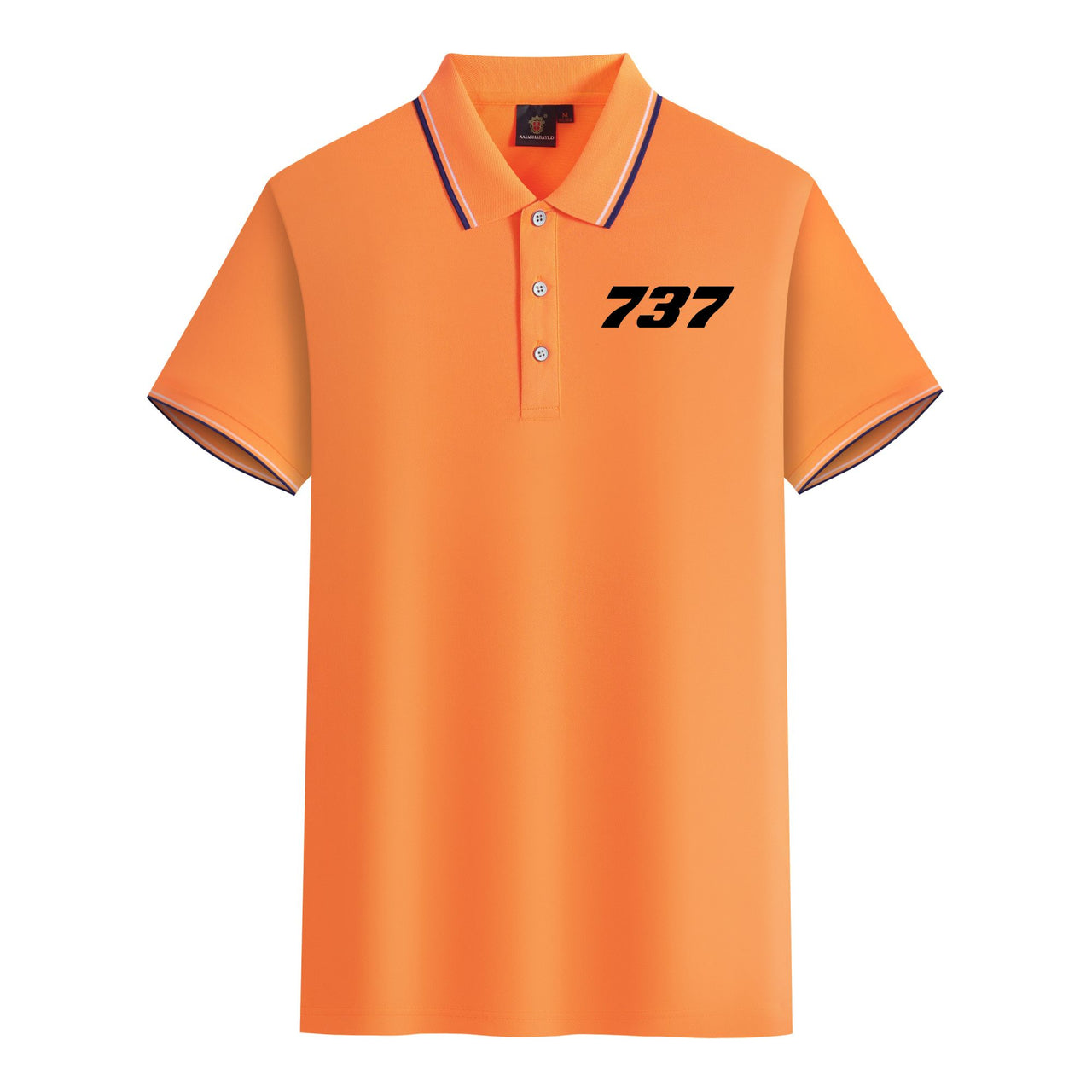 737 Flat Text Designed Stylish Polo T-Shirts