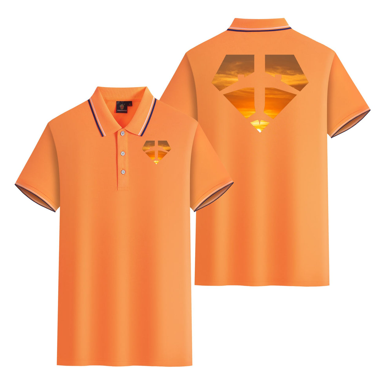 Supermen of The Skies (Sunset) Designed Stylish Polo T-Shirts (Double-Side)