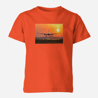 Thumbnail for Amazing Airbus A330 Landing at Sunset Designed Children T-Shirts