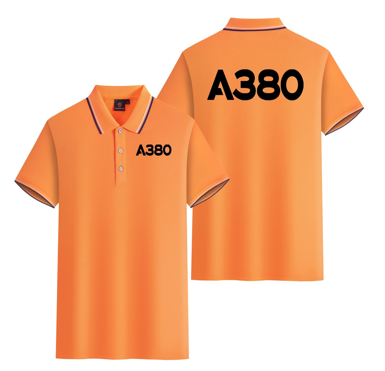A380 Flat Text Designed Stylish Polo T-Shirts (Double-Side)