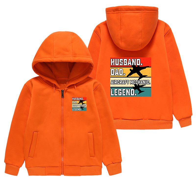 Husband & Dad & Aircraft Mechanic & Legend Designed "CHILDREN" Zipped Hoodies