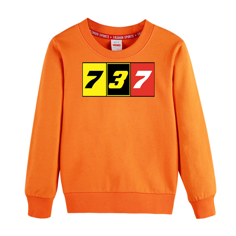 Flat Colourful 737 Designed "CHILDREN" Sweatshirts