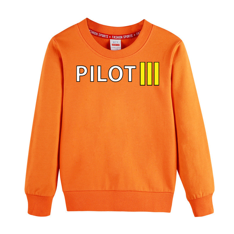 Pilot & Stripes (3 Lines) Designed "CHILDREN" Sweatshirts