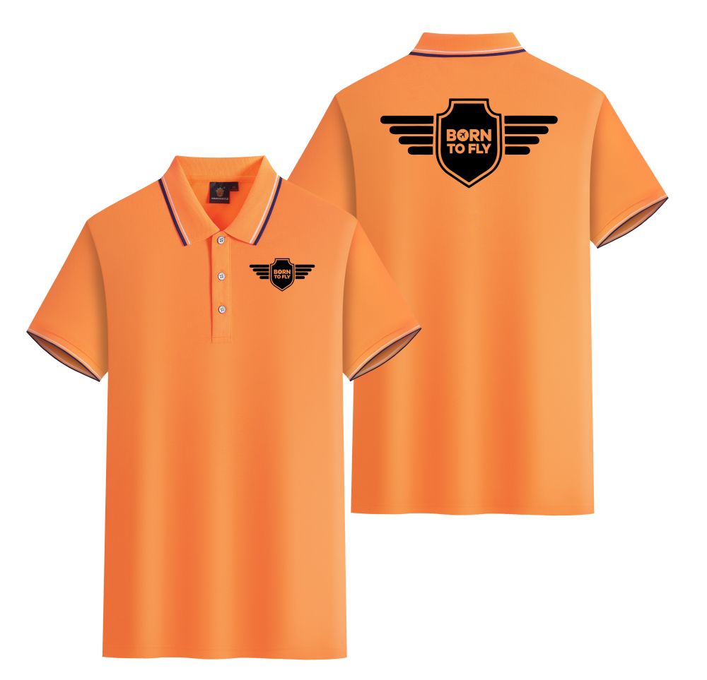 Born To Fly & Badge Designed Stylish Polo T-Shirts (Double-Side)