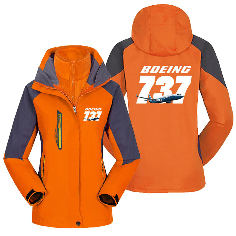 Super Boeing 737+Text Designed Thick "WOMEN" Skiing Jackets