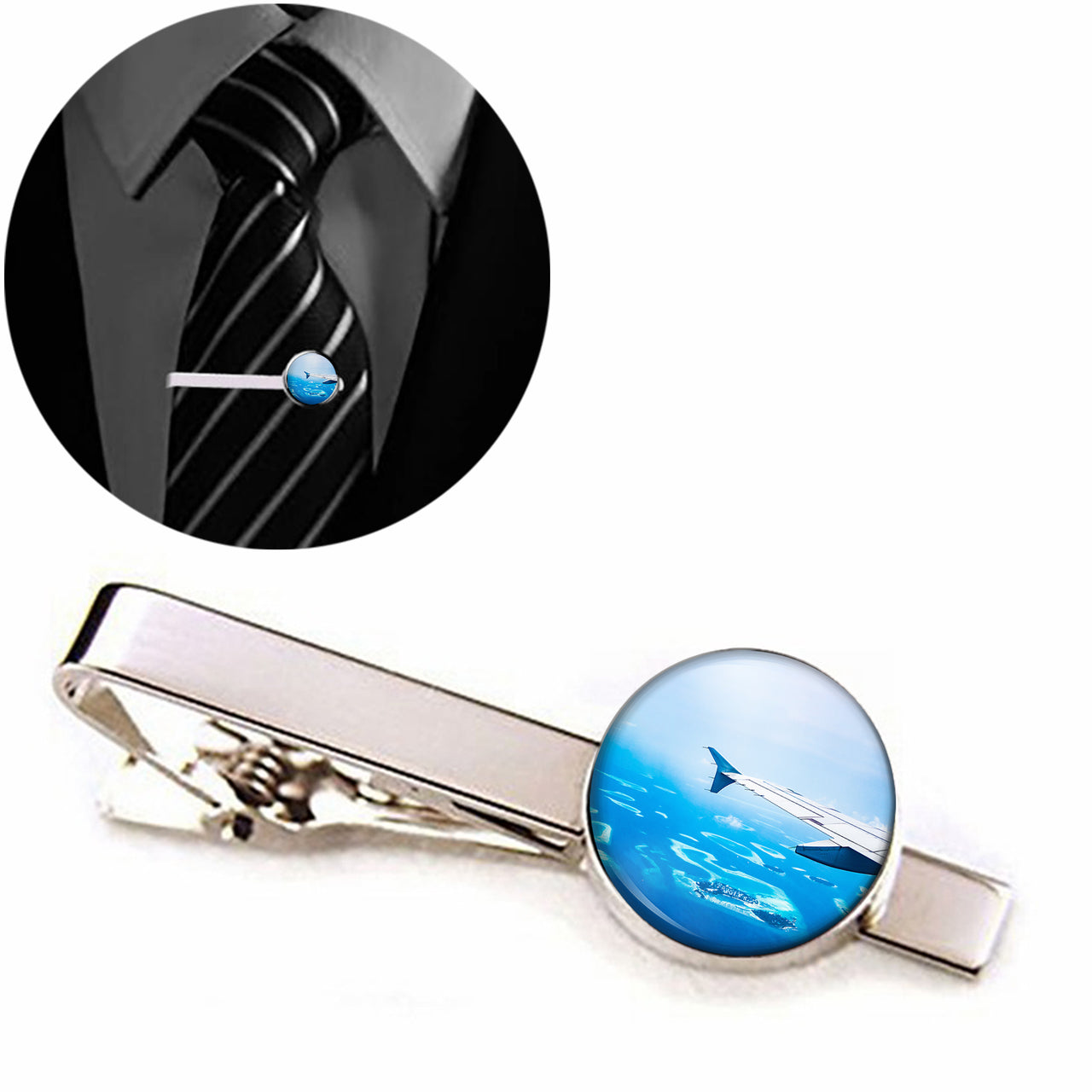 Outstanding View Through Airplane Wing Designed Tie Clips