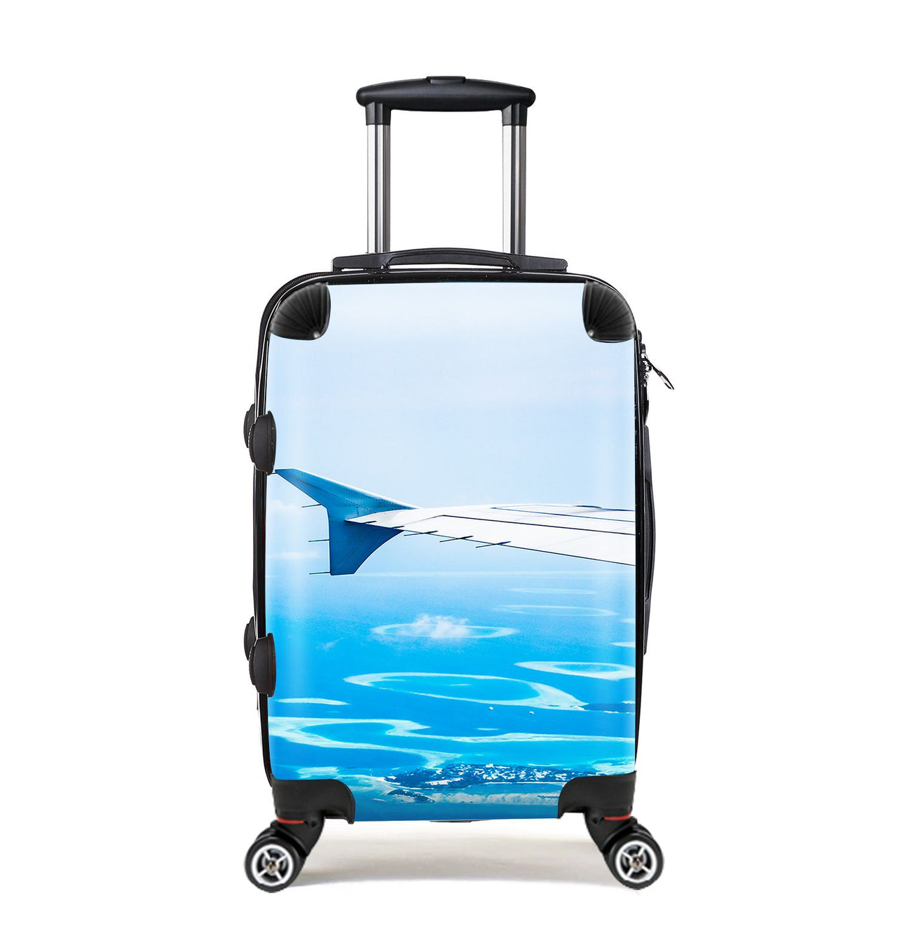 Outstanding View Through Airplane Wing Designed Cabin Size Luggages