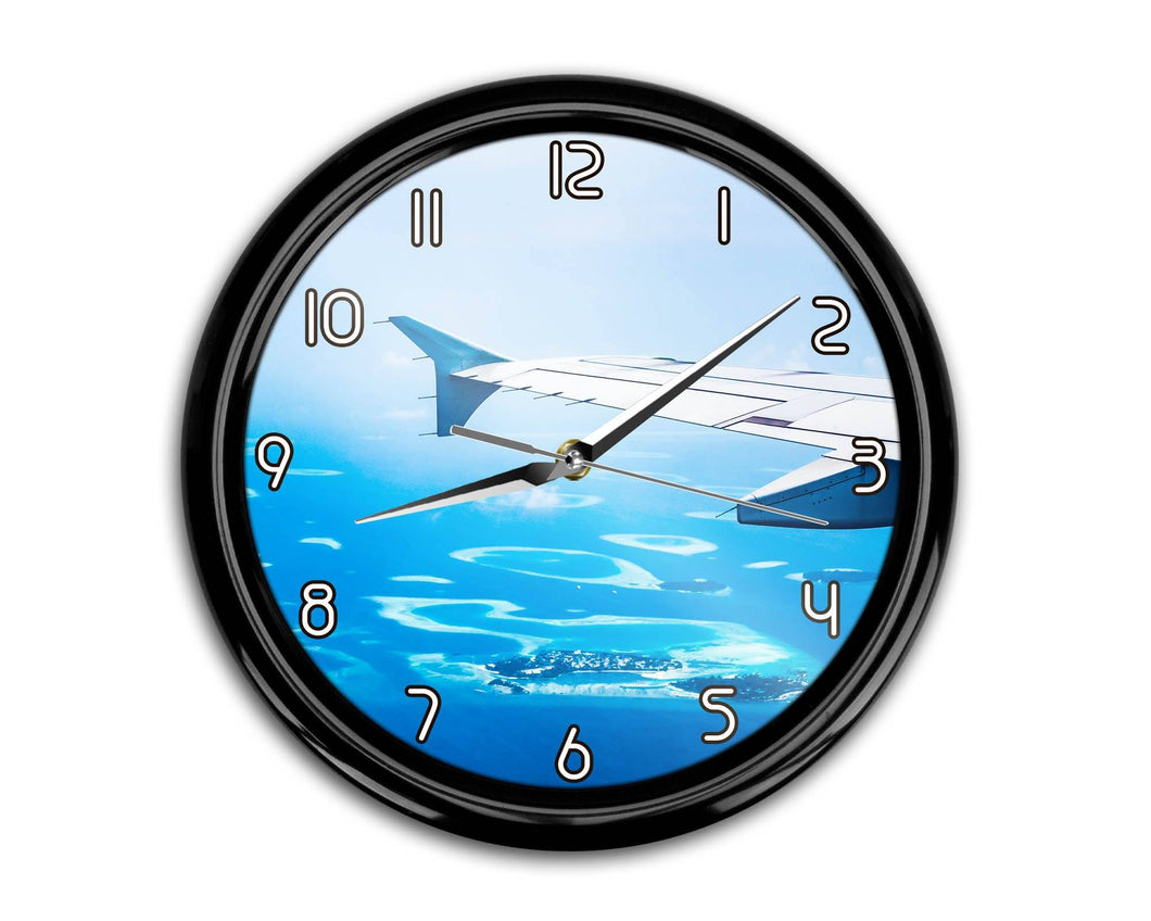 Outstanding View Through Airplane Wing Printed Wall Clocks Aviation Shop 