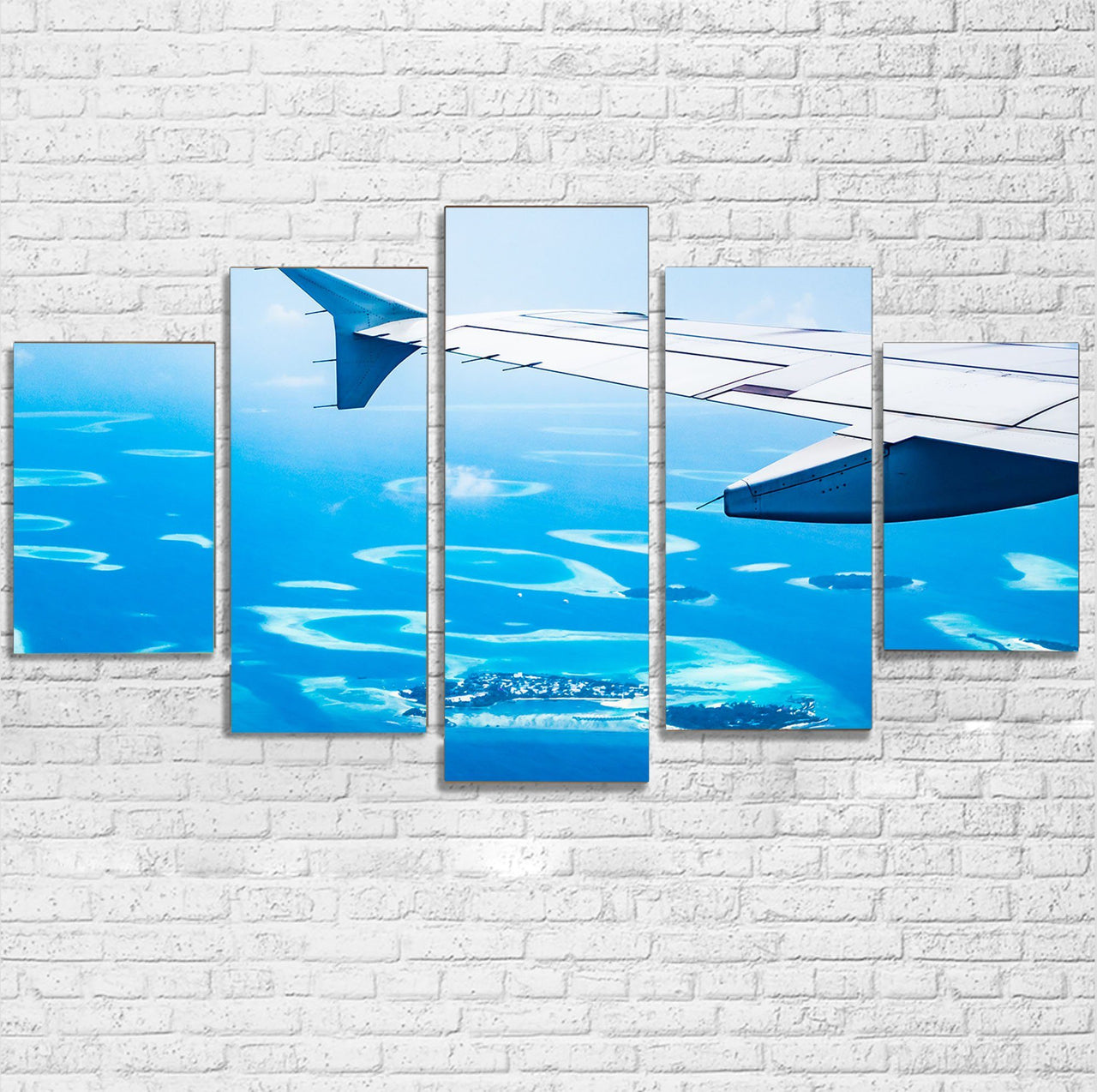 Outstanding View Through Airplane Wing Printed Multiple Canvas Poster Aviation Shop 