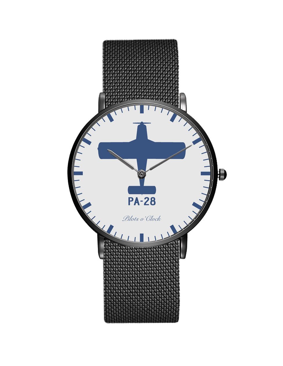 Piper PA-28 Stainless Steel Strap Watches Pilot Eyes Store Black & Stainless Steel Strap 