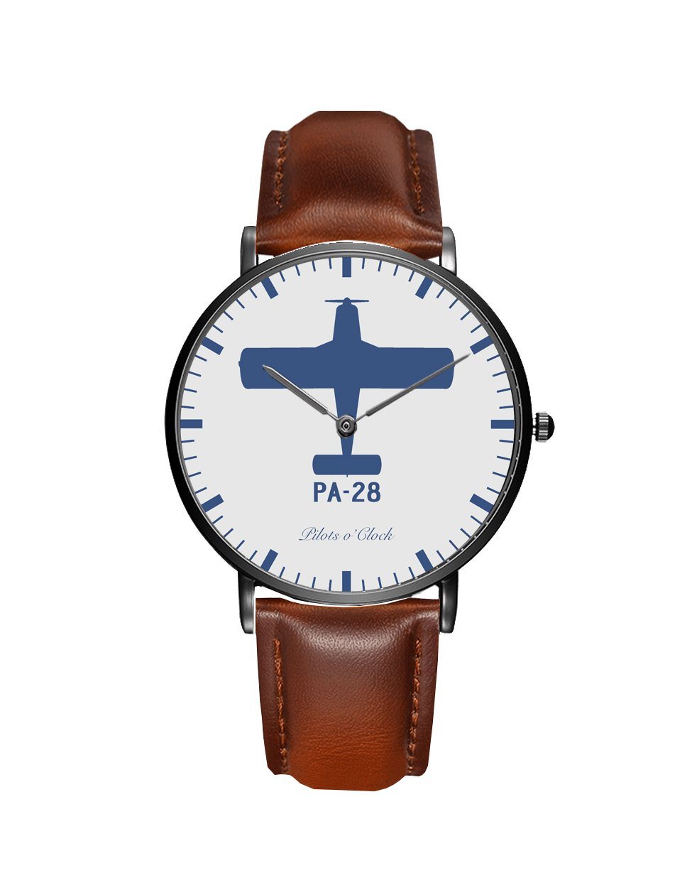 Piper PA-28 Leather Strap Watches Pilot Eyes Store Black & Brown Leather Strap 