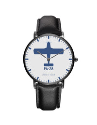 Thumbnail for Piper PA-28 Leather Strap Watches Pilot Eyes Store Black & Black Leather Strap 