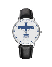 Thumbnail for Piper PA-28 Leather Strap Watches Pilot Eyes Store Silver & Black Leather Strap 