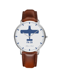 Thumbnail for Piper PA-28 Leather Strap Watches Pilot Eyes Store Silver & Brown Leather Strap 