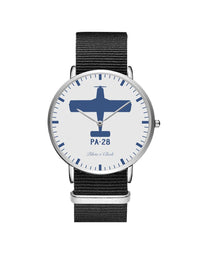 Thumbnail for Piper PA-28 Leather Strap Watches Pilot Eyes Store Silver & Black Nylon Strap 