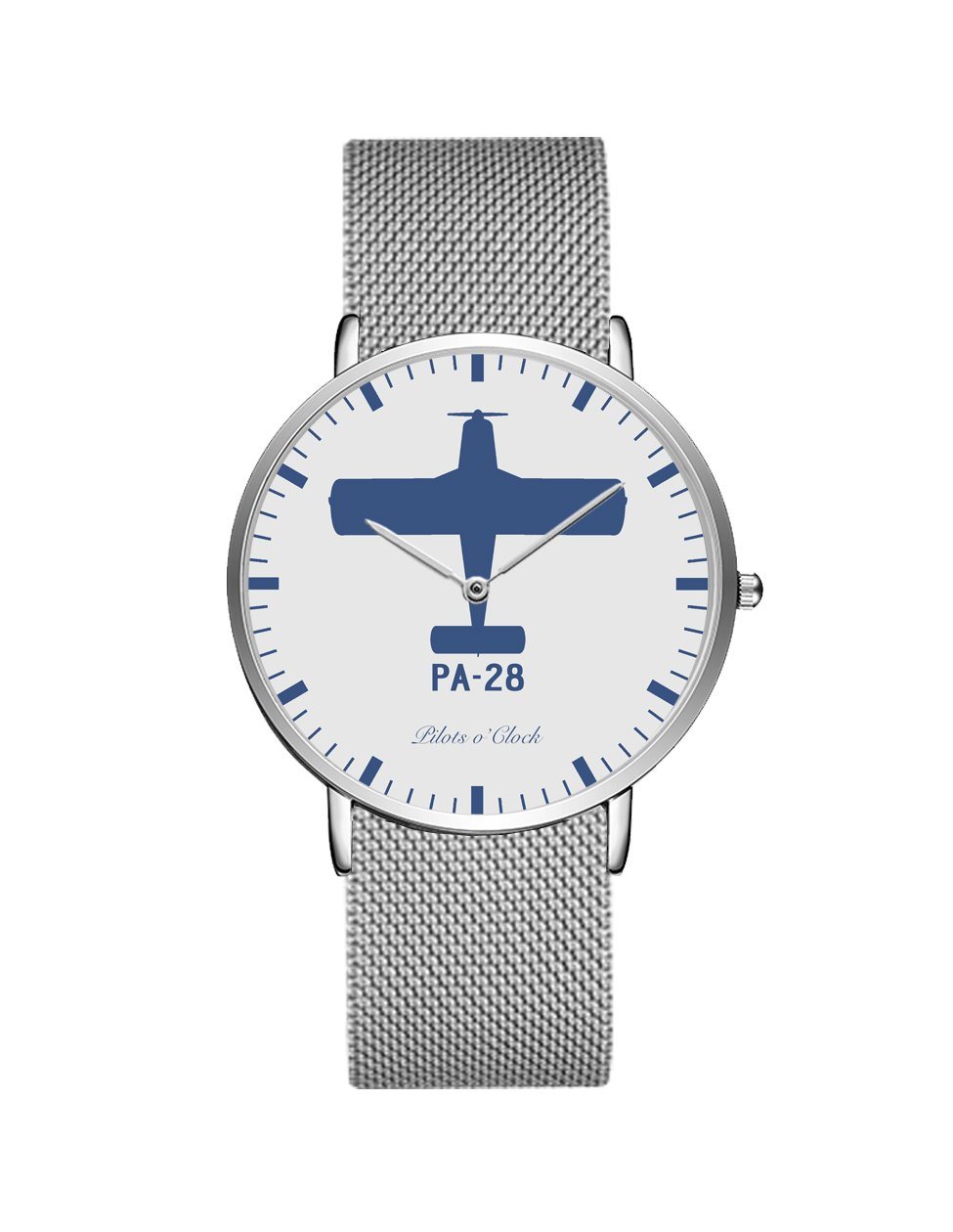 Piper PA-28 Stainless Steel Strap Watches Pilot Eyes Store Silver & Silver Stainless Steel Strap 