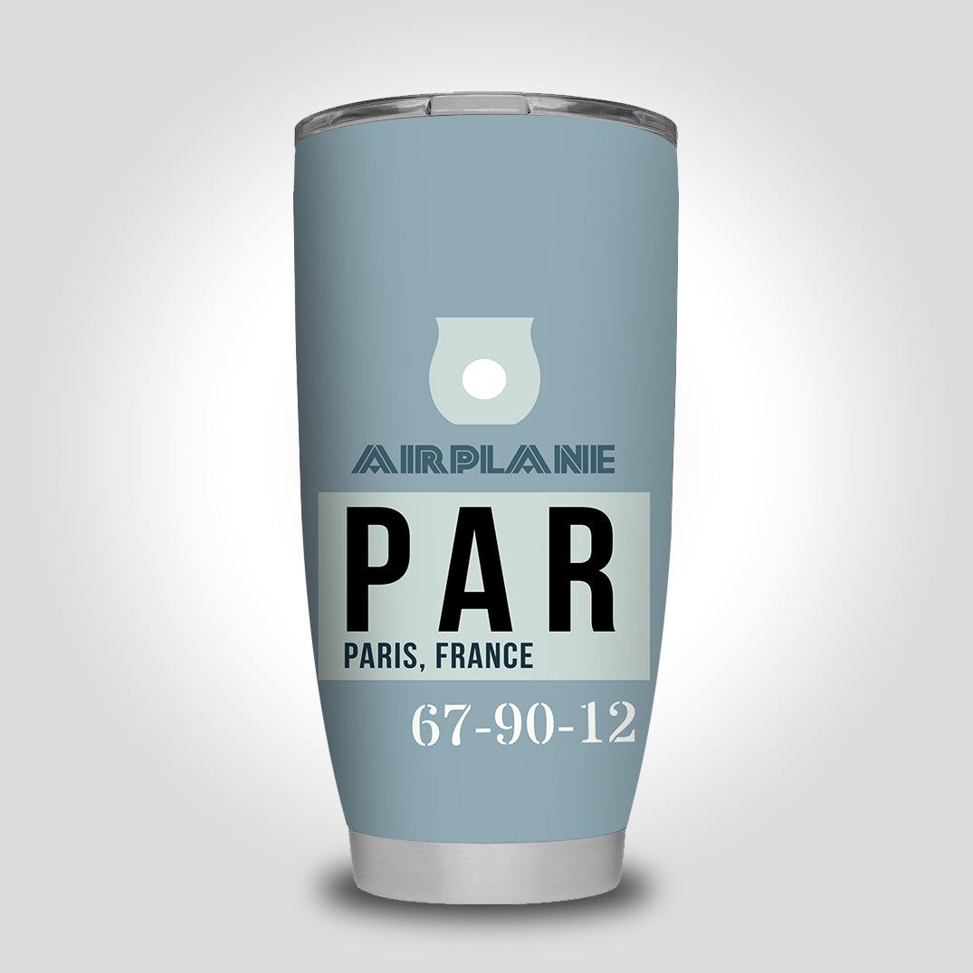 PAR - Paris France Luggage Tag Designed Tumbler Travel Mugs