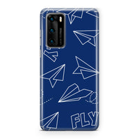 Thumbnail for Paper Airplane & Fly-Blue Designed Huawei Cases
