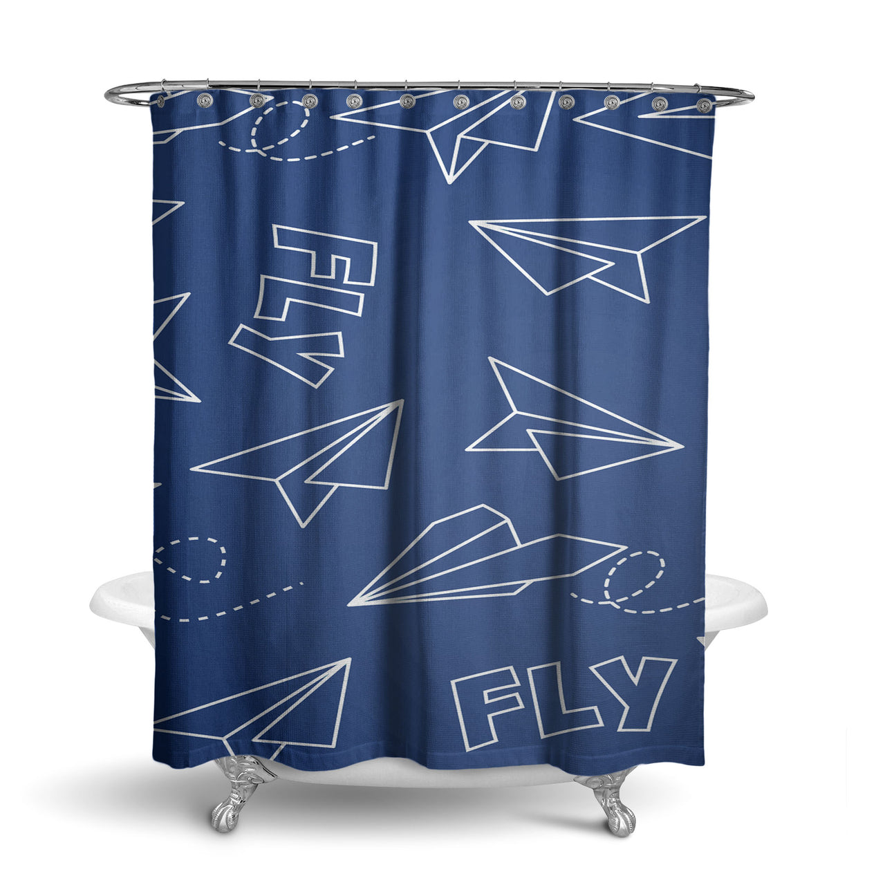 Paper Airplane & Fly-Blue Designed Shower Curtains