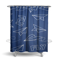 Thumbnail for Paper Airplane & Fly-Blue Designed Shower Curtains