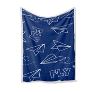 Thumbnail for Paper Airplane & Fly-Blue Designed Bed Blankets & Covers