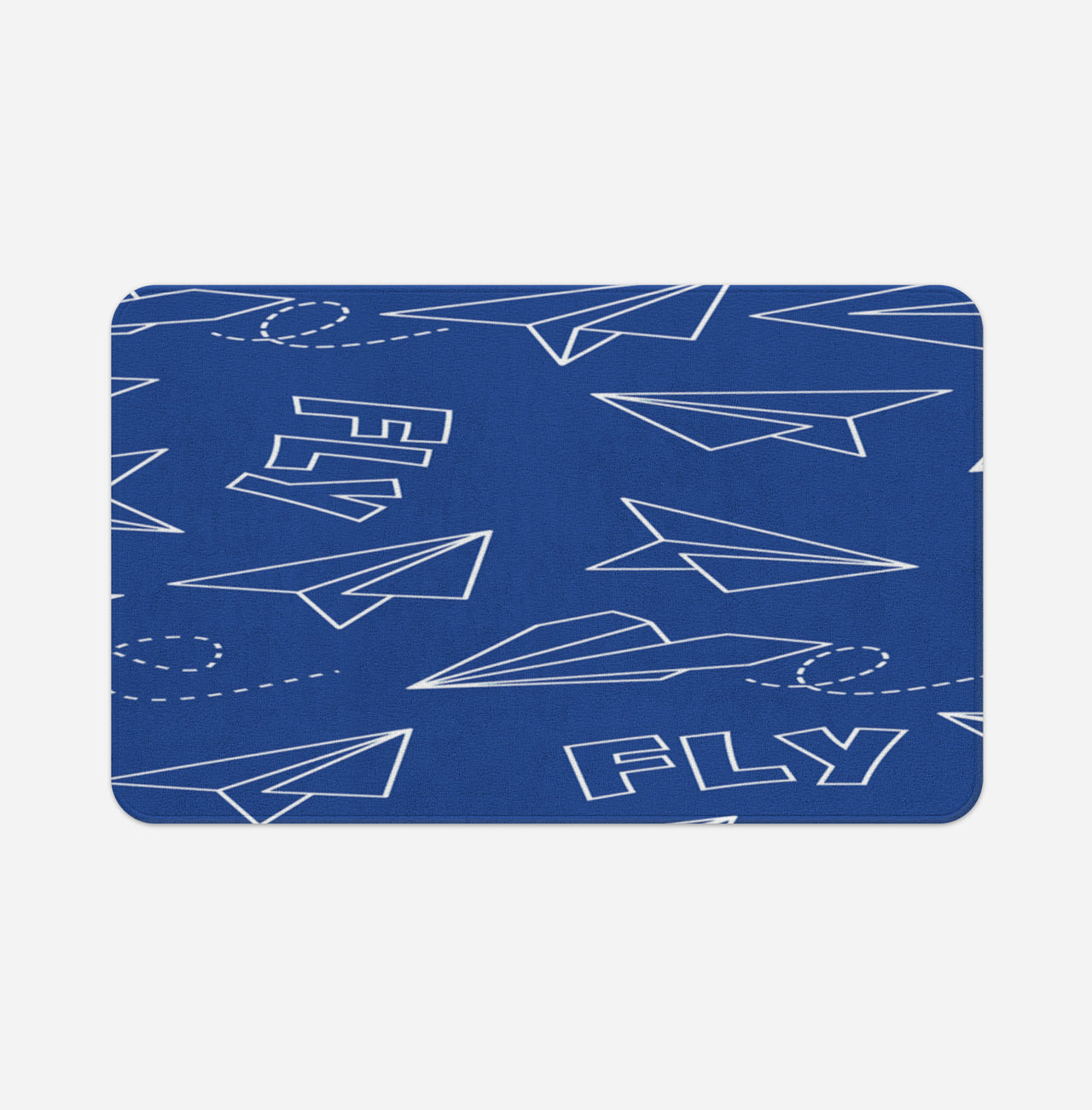 Paper Airplane & Fly-Blue Designed Bath Mats