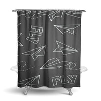 Thumbnail for Paper Airplane & Fly-Gray Designed Shower Curtains