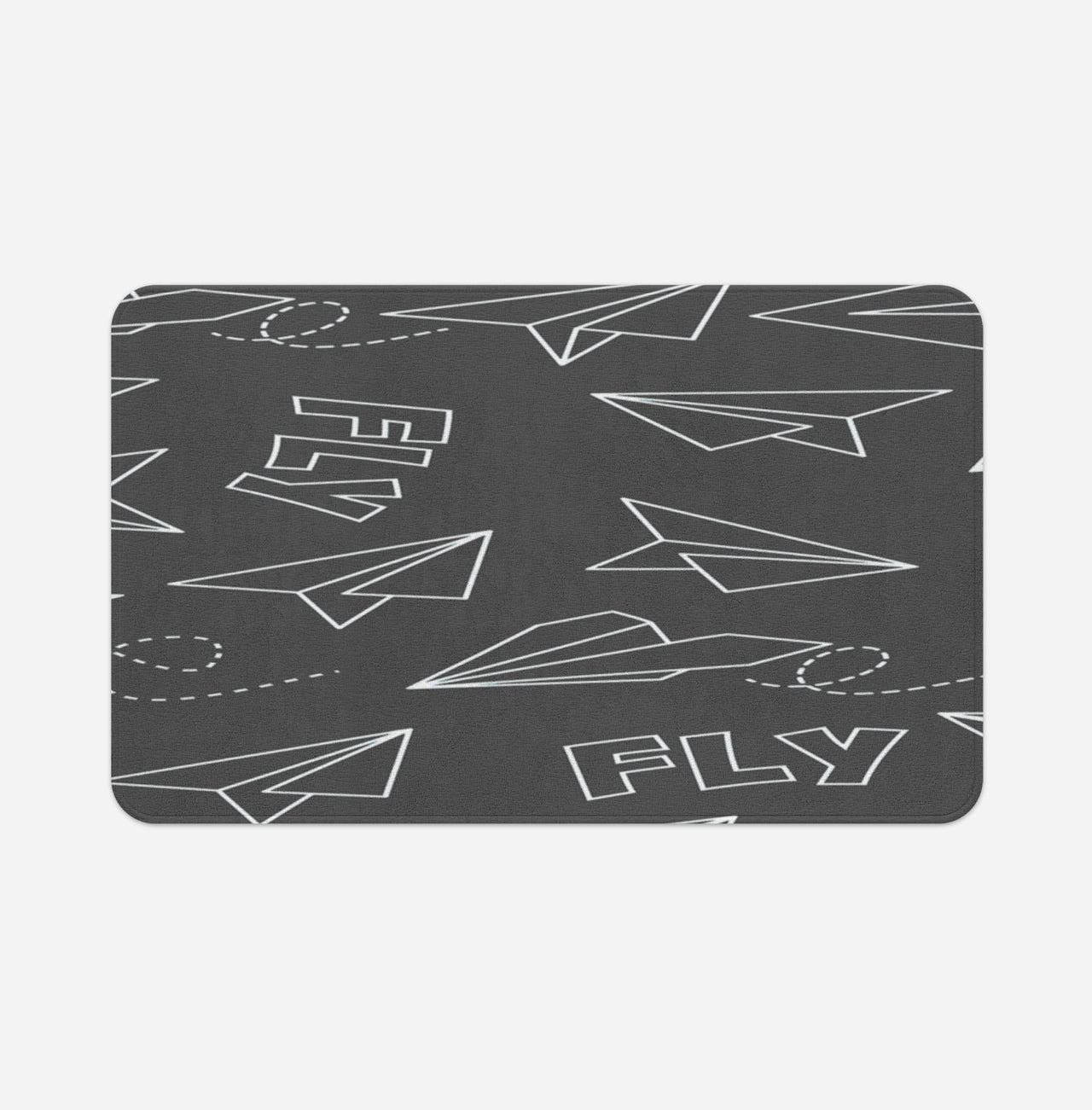 Paper Airplane & Fly-Gray Designed Bath Mats