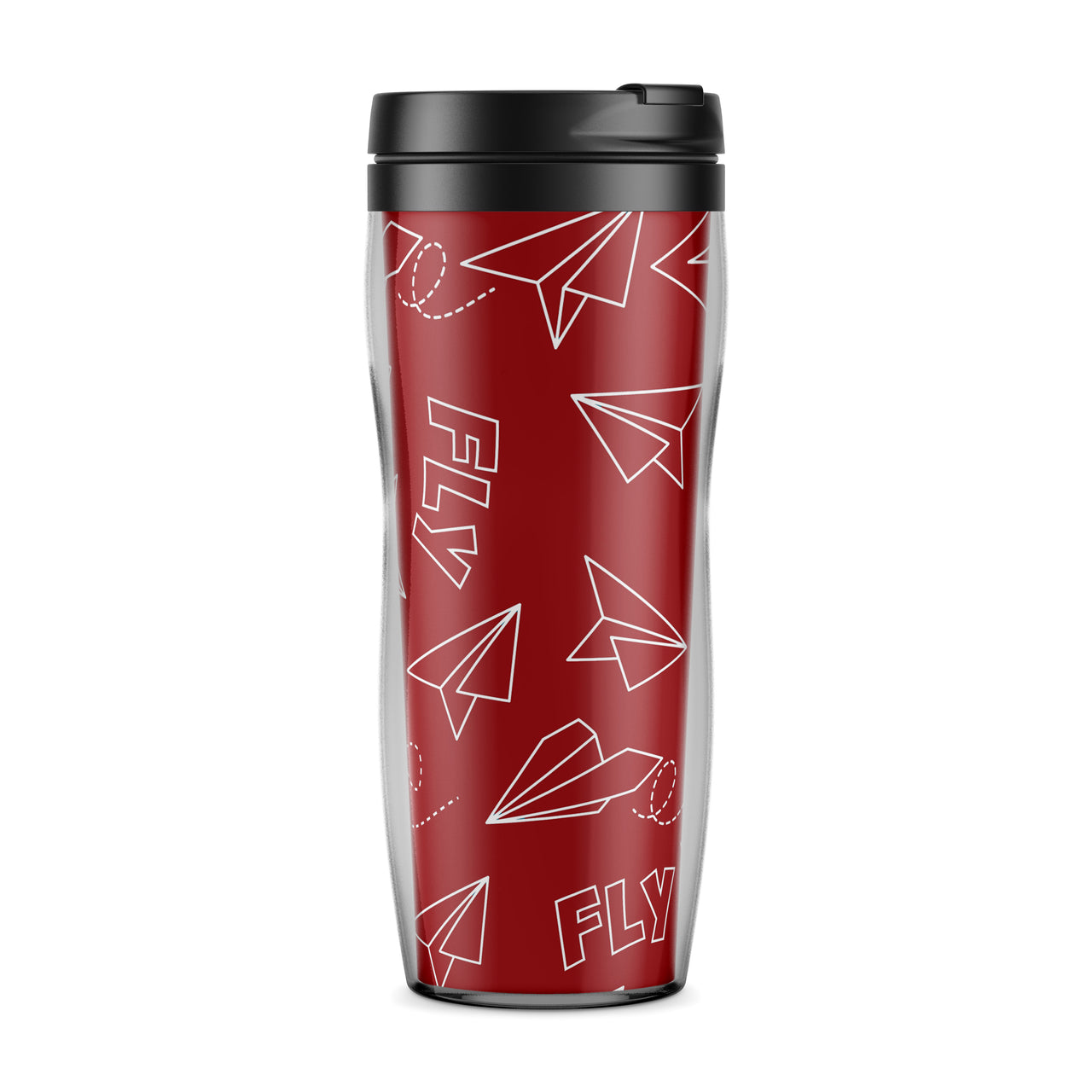 Paper Airplane & Fly-Red Designed Travel Mugs